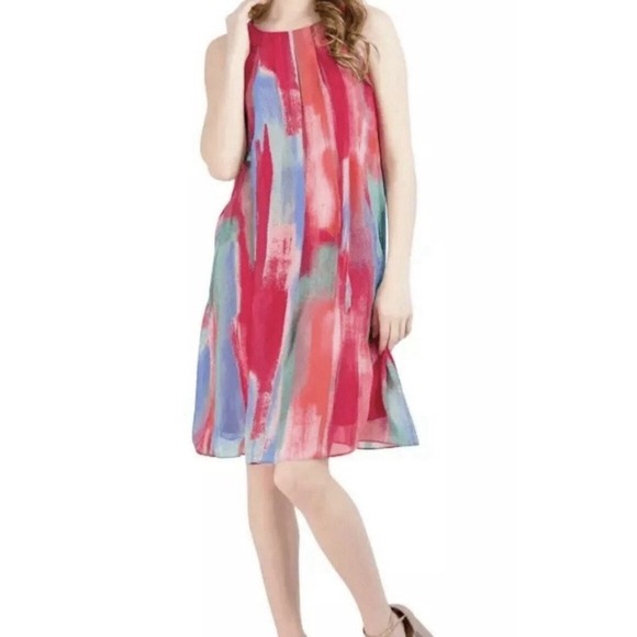 Robbie‎ Bee Womens Pink Multi-Color Sleeveless Shift Dress Size Large Preppy - Picture 1 of 8